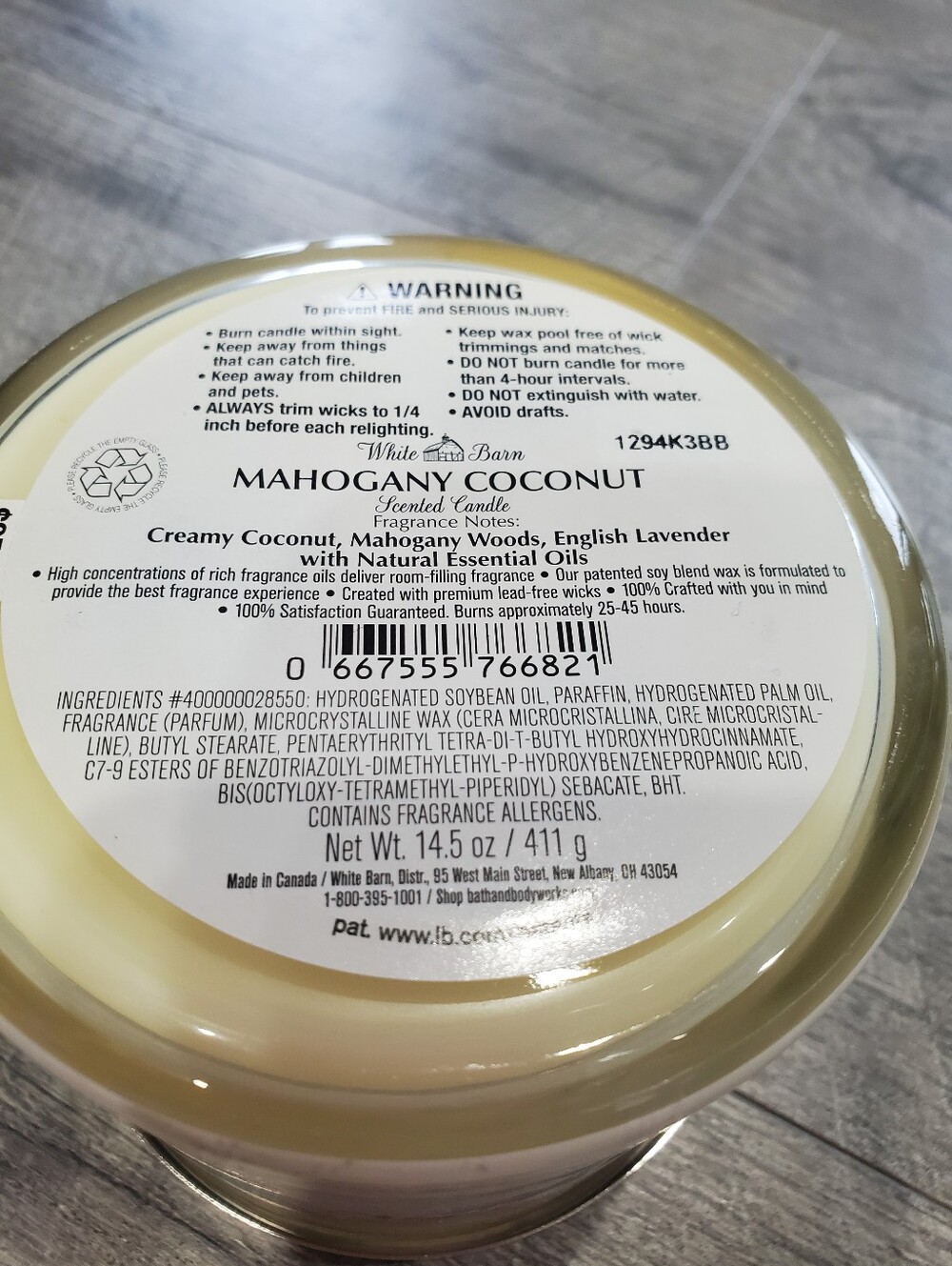Bath And Body Works Mahogany Coconut 3 Wick Candle - Picture 4 of 4